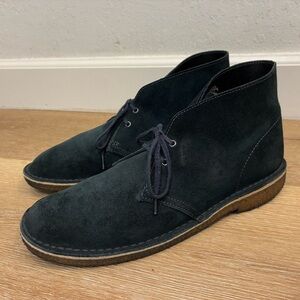 Clarks Desert Trek Blue Suede Crepe Sole Chukka Boots Mens Shoes 9.5 M UK 8.5
